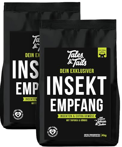 Tales & Tails InSektempfang Halbfeuchtes Trockenfutter für Hunde | Getreidefrei | Mit Insekten als tierische Proteinquelle | Nur 8 Zutaten | Hohe Verträglichkeit | 2X 4kg