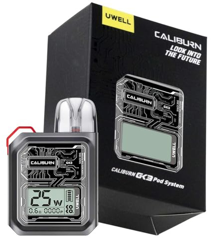 Uwell Caliburn GK3 E-Cigarette Vape Kit, 2ml 900mAh 25W E Zigarette Kit without Nicotine, No Liquid (Sliber)