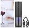 Korkenzieher Wein Weinöffner Elektrisch Automatischer Flaschenöffner mit Geschenkbox (Öffner mit Folienschneider, Wiederaufladbar - Schwarz)