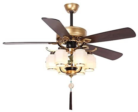 Luz de Techo y Ventilador Ventilador De Techo Con 3/6 E27 (sin Luz) Y Control Remoto, Ventilador De Techo Estilo Farol Con Cinco Aspas De Madera Reversibles Lmparas con Ventilador de Techo ( Color : 5