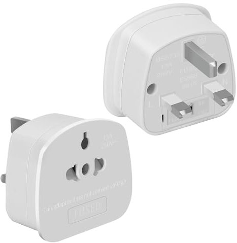 ZUOQIANG 2 Pack EU to UK Plug Adapte,US to UK Travel Plug Adapte,13A/250V World Travel Adapter Kit for USA, Australia, Canada, UK and More (Type A/B/C/I/E/F/L)