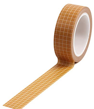 Hrlace 5 Rollen Raster Washi Tape Kariert Dekoratives Klebeband Masking Tapes DIY Handwerk Tape Grid Papier-Band Bunt für Scrapbooking, Bullet Tagebuch, Planer, Geschenkverpackung Braun