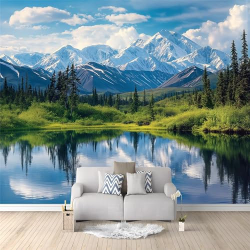 3D Panoramique Murale Paysage Montagnes De L'Alaska 400x280 cm Papier Peint Intissé pour Salon Chambre Enfant Chambre Décoration Murale Poster Tableaux Photo Muraux