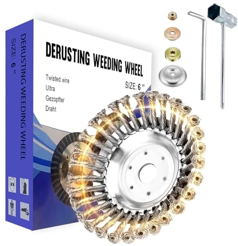 Ketilrub testina decespugliatore150 x 25.4mm,testina decespugliatore universale,spazzola per decespugliatore,Filo Solido Annodato Erba Spazzola per Erbacce(6inch)