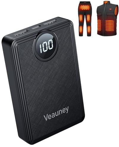 12000mAh Heated Vest Battery Pack, 5V 2A Power Bank for Heated Vest with LED Display, Rechargeable Heated Jacket Battery Pack, Pocket Size 5V Battery Pack for Heated Vest/Clothing/Blankets/Seat
