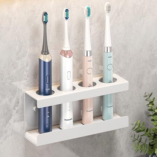 LIMITADA Zahnbürstenhalter Elektrische Zahnbürste Wand Zahnbürstenhalterung Ohne Bohren Zahnbürsten Halter Selbstklebende Zahnbürsten Halterung für Zahnbürstenköpfe Ladestation und Zahnpasta (White)