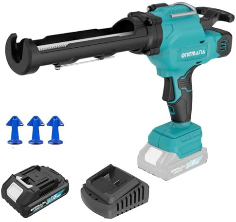 ONEMANA Akku-Kartuschenpistole,10oz/300ml elektrische Kartuschenpresse,6 einstellbare Geschwindigkeiten inkl. 1 Akku 2.0AH & Ladegerät Ideal zum Abdichten