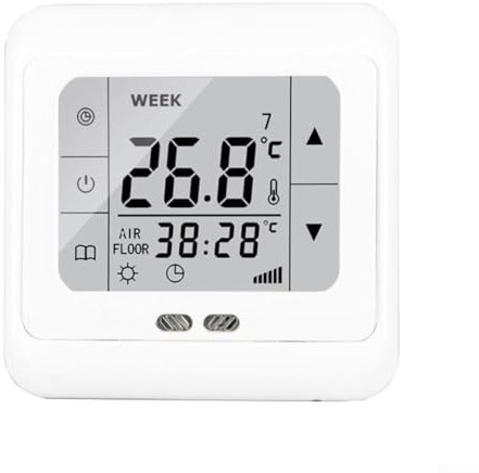 Zilimontt Digital Underfloor Heating Room Controller, Smart Thermostat for Electric Underfloor Heating with External Sensor, LCD, White
