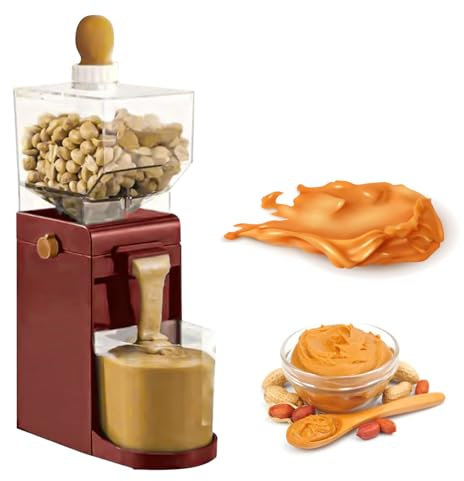 Electric Peanut Butter Maker Machine, Portable Grain Grinder, Peanut Butter Mixer Maker with Removable Grinding Disk and Container, Cereal Home Anti Slip Grain Grinder for Cashews, Almonds, Nut 500ML