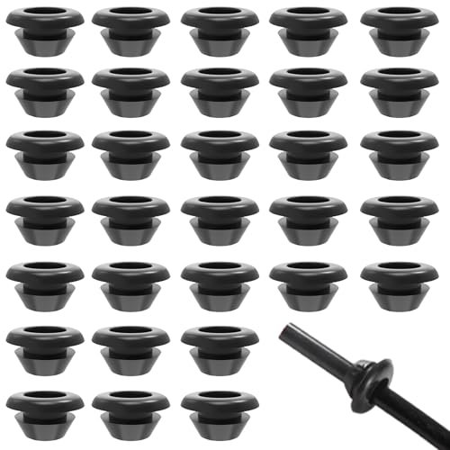 60 Stück Kabeldurchführung Gummi, Wasserdicht 10 * 12 mm Gummitüllen, Gummi Kabeltülle mit Loch, Gummitüllen Kabeldurchführung zum Draht und Kabelschutz (Schwarz)