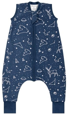 Mosebears Gigoteuse Bébé à Pieds 1.0Tog Respirante en Coton-Gigoteuse d'Été et l'automne pour bébé(navy blue,85cm(2-3 ans))