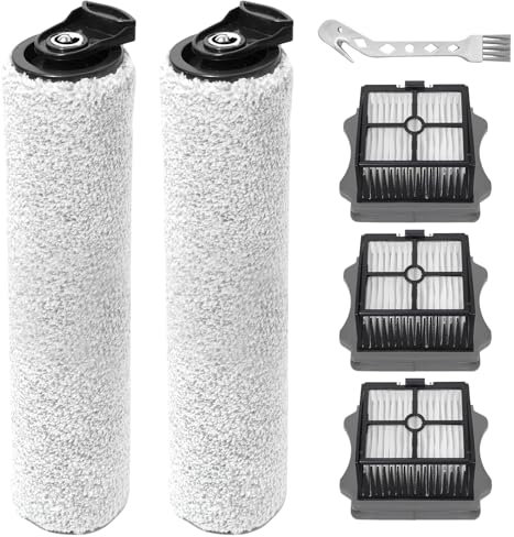 KiimSin Accessori per Tineco Floor One S5 Steam/IFloor 5 Steam Parti di ricambio aspirapolvere umido e secco, 2 spazzole rullo + 3 Filtro + 1spazzole