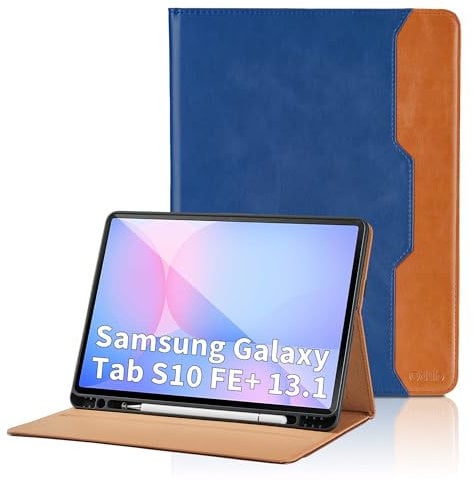Coque pour Samsung Galaxy Tab S10 FE+ 13.1 2025/Galaxy Tab S10 FE Plus 13.1 Pouces 2025 Business Premium PU Cuir Cover Tablette Housse de Protection, Multi-Angle Étui avec Poche -Bleu