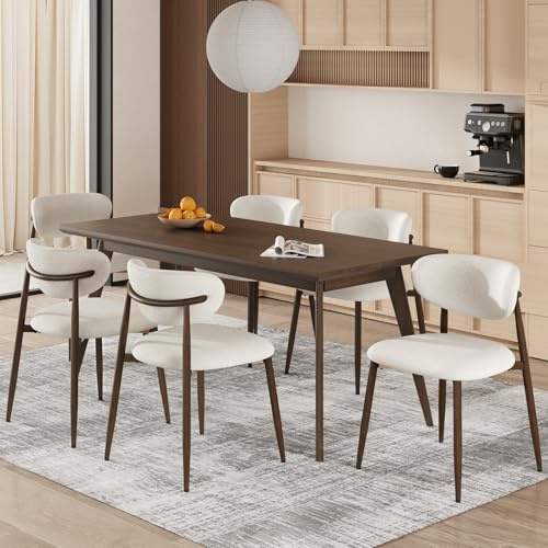 COLAMY Küchenstuhl Esszimmerstühle 6er Set, Moderne Polsterstuhl Essstühle mit Fester Rückenlehne, Stoff Esszimmerstühl mit Metallbeinen für Esszimmer, Küche, Restaurant, Beige