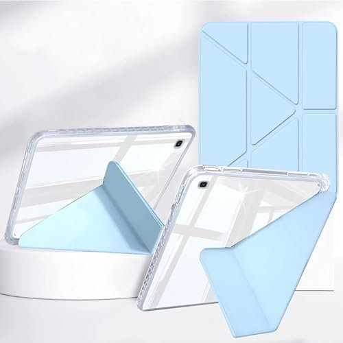Rosbtib Custodia per Samsung Galaxy Tab S6 Lite 10.4 Pollici Modello 2024/2022/2020, Coperchio del supporto pieghevole a più viste, pannello posteriore trasparente con portapenne, Blu