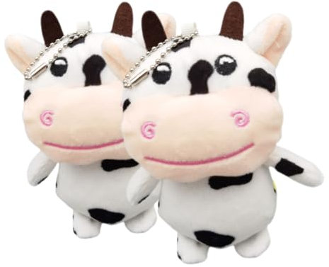 IMIKEYA 2pièces Porte-clés Vache Peluche Laitière Pendentif Animal Mignon Breloque pour Sacoche à Main ou Clés de Voiture
