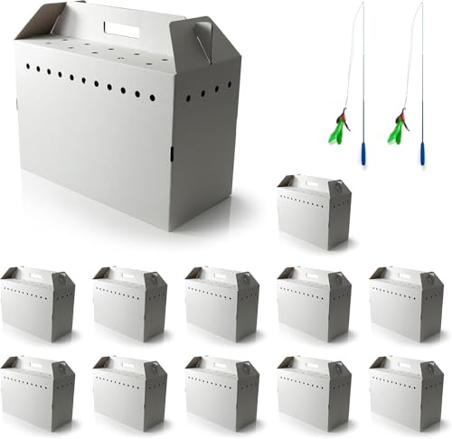 IRSTBL - Transportador de cartón para mascotas, paquete de 12 cajas de viaje desechables resistentes con ventilación para gatos, perros, conejos, aves de corral, solución segura para mudanza o caja