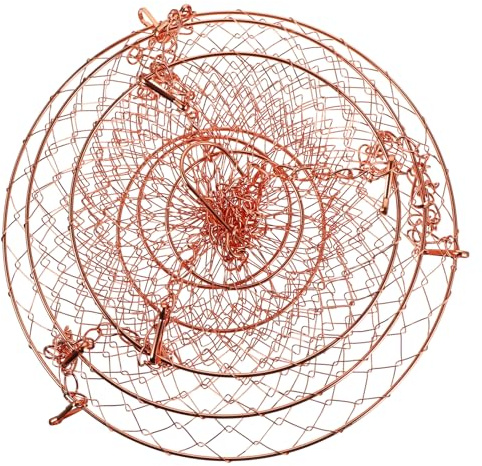 Cabilock Hanging Fruit Basket Wire Storage Rack Folding Drain Basket for Kitchen and Bathroom Copper Color Electroplated Wire with Breathable Design for Vegetables and Fruits