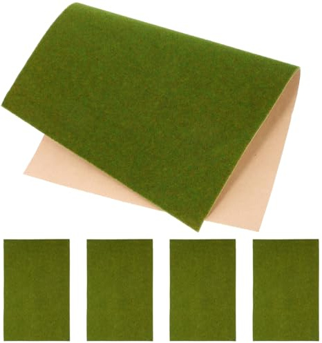 Alipis Fake Grass Turf Mat 5Pcs for Model Train Layouts DIY Sand Table Lawn Turf Decoration for Garden Scenery and Home Use