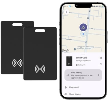 Wallet Tracker Karte für Android Wiederaufladbares Air Tag Card, Kompatibel mit der Google Find Hub App (Android nur), 1.8mm Ultra-Dünner, Kabelloses Laden, IP68 Wasserdicht, für Schlüssel, Gepäck