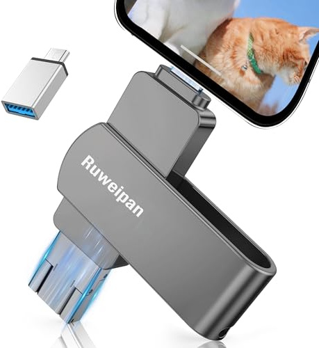 Chiavetta USB per Phone,[Senza APP] Ruweipan 512GB Pendrive USB C 4 in 1 Memoria Esterna USB 3.0 Chiavetta per Scaricare Foto Photostick per OTG Android/Smartphone/PC/Tablet/Pad/iOS(512G,Nero)