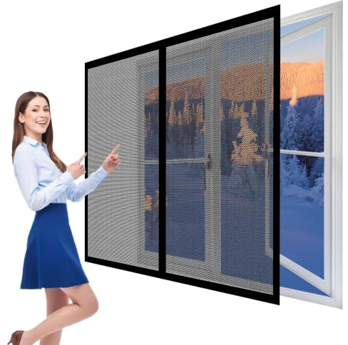 Zanzariera Magnetica 120 x 130 cm Varie Taglie Tenda Zanzariera Porta Dimensione Fissa, Non Può Essere Tagliato per Finestra Del Balcone, Camper, Cucina, Nero