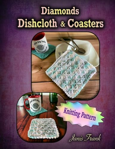 Knitted Diamonds Dishcloth and Coasters