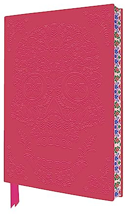 Exquisit Premium Notizbuch DIN A5: Floral bemalter Sugar Skull: Unser hochwertiges, liniertes Blankbook mit Softcovereinband aus Kunstleder mit ... künstlerisch gestaltetem Buchschnitt