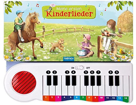 TRÖTSCH - Klavierbuch Meine ersten Kinderlieder | Soundbuch mit farbig markierten Noten und Tasten: Kinder Klavier mit 8 bekannten, illustrierten Liedern zum Mitsingen und Spielen | Ab 3 Jahren