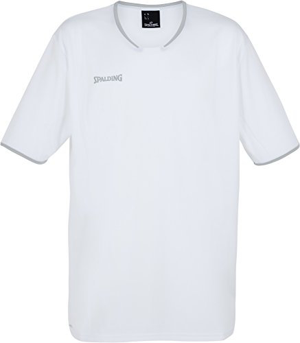Spalding Herren Move Shooting Shirt S/S, weiß/Silber grau, 4XL
