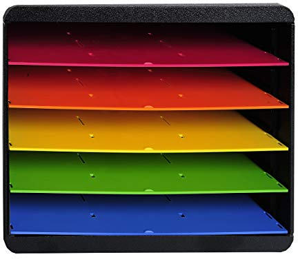Exacompta - Ref 305798D - Iderama Collection - Sorter Horizon 5 Sections - 270 x 355 x 271mm in Size, Suitable for Landscape A4+ Documents - Black / Harlequin