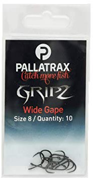 Pallatrax Gripz Wide Gape Hooks - Award Winning Carp Fishing Hooks (Size 8 - Wide Gape)
