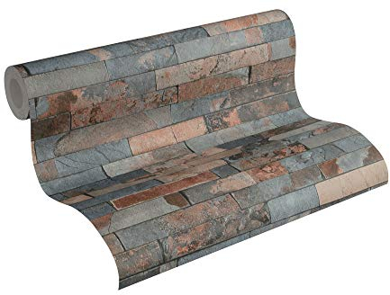 A.S. Création Vliestapete Best of Wood`n Stone 2nd Edition Tapete in Stein Optik fotorealistische Steintapete Naturstein 10,05 m x 0,53 m braun grau schwarz Made in Germany 355823 35582-3