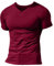 Men Summer Casual Short Sleeve Henleys T-Shirt Single Button Placket Plain v Neck Shirts Cotton Style A Wine red L