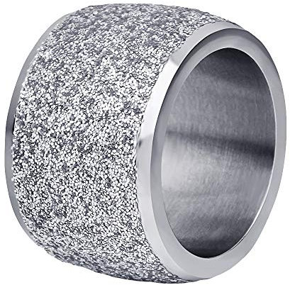 PAURO Damen 16mm Peeling Ring Breites Hochzeitsband Edelstahl Silber Größe 62 (19.7)