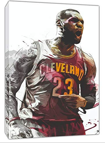 Lebron James Cleveland 23 - Lienzo enmarcado para decoración de pared, 30'' x 20'' inch ( 76x 50 cm ) -18mm depth