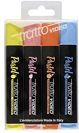 TRATTO VIDEO PASTEL, Busta da 4 evidenziatori