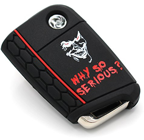 Schlüssel Hülle VB für 3 Tasten Auto Schlüssel Silikon Cover Schlüsselhülle Etui Schutzhülle (Joker Schwarz Rot)
