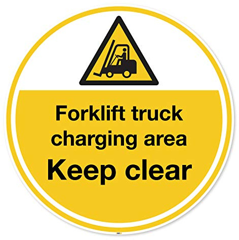 Pack of 6 Forklift Charging Area Floor Safety Marker - Anti-Slip Vinyl Sticker - Wearhouse Factory Hazard Safety Signs