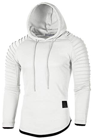 Xmiral Herren Sweatshirt Top Herbst Langarm Plaid Hoodie Mit Kapuze T-Shirt Outwear Streetwear Kapuzenpullover Outdoor Sportbekleidung(Y Weiß,M)