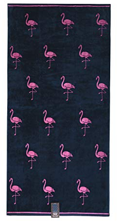 jilda-tex Strandtuch 90x180 cm Badetuch Strandlaken Handtuch 100% Baumwolle Velours Frottier Pflegeleicht (Flamingos Allover)