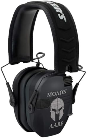 Walker's Game Ear Molon Labe Razor Electronic Muffs Sound Activated Compression Slim Design, Pitch Black