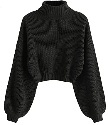 ZAFUL Pull Femme Col Rond Sweatshirt Femme aux Manches Longues, Pullovers Femme Lâche Couleur Unique