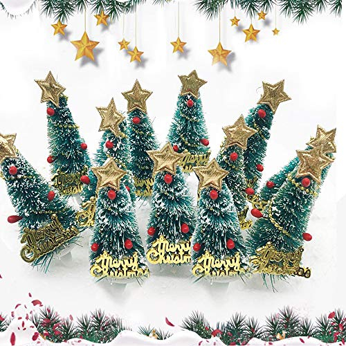 12Pcs Christmas Tree Cake Toppers Christmas Cake Decorations Snowflake Star Trees for Xmas Cake Decorations Twinkle DIY Glitter Birthday Cupcake Topper Cake Smash Candle Xmas Party Supplies