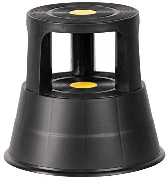 The Workplace Depot Kick Step Stool, Strong 150kg Capacity for Retail | Lightweight 2.05kg with 370mm Platform Height, Slip Resistant Rubber Treads, Spring Loaded Castors, Library and Office Use.