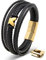 SERASAR Lederarmband für Männer 20cm Gold Herren Armband Leder Armreif Lederband Herrenarmreif Armschmuck Schmuck Herrenschmuck Armkette Flecht Wickelarmband Kette