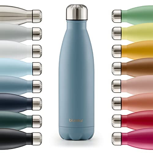 Blumtal Trinkflasche 500 ml Edelstahl - auslaufsichere Isolierflasche - BPA-freie Trinkflasche kalt & warm - doppelwandige Insulated Bottle - rostbeständige Isolierflasche Dove Grey - Grau-Blau