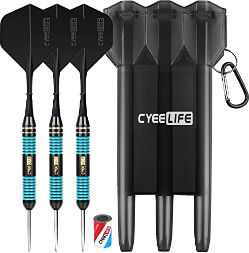 CyeeLife 26 Gr. Steeldarts Dartpfeile mit Aufbewahrungsbox und Darts Zubehör Set