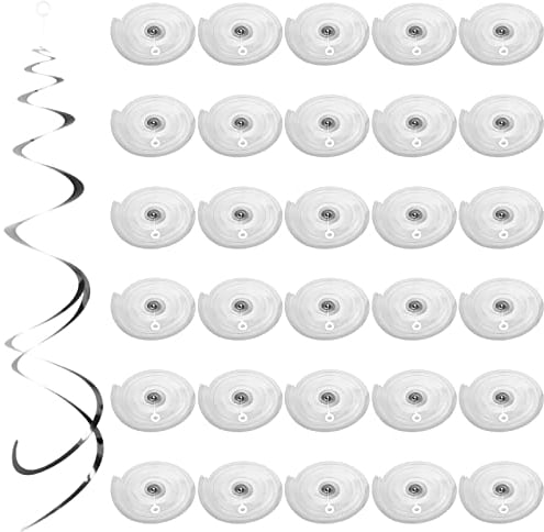 30 STK Wirbel Decken Deko Wirbel Hängende Party Dekorationen Wiederverwendbare Spiralen Girlande Spiralen Geburtstags Luftschlangen Folien Wirbel Girlande für Hochzeit Babydusche Engagement (Silber)