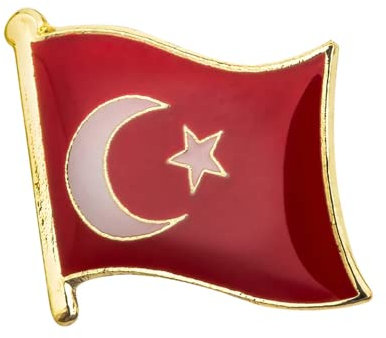 Turkey National Flag Metal Enamel Lapel Pin Badge – 1.6 x 1.9 cm Turkish Crescent and Star Flag – Hard Enamel Finish with Secure Clasp for National Pride, Travel, Events, and Collectors